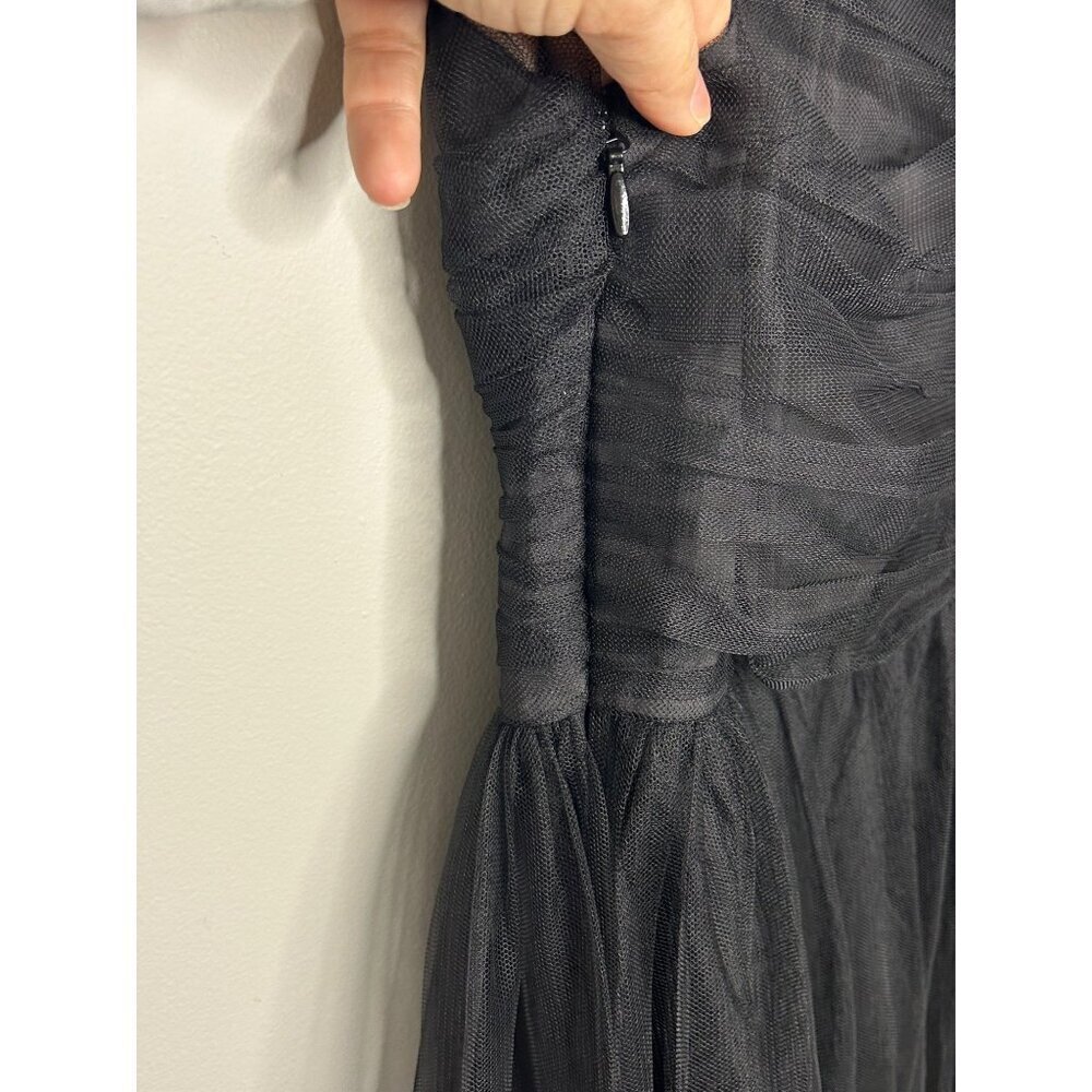 Trina Turk Renai off the shoulder black tulle fit and flare mini dress womens 10 - Picture 7 of 11